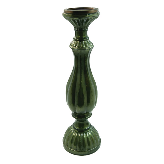 Green Embossed Mercury Glass Candle Holder
