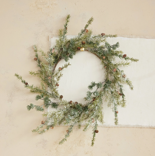 Frosted Wreath w/ Pinecones