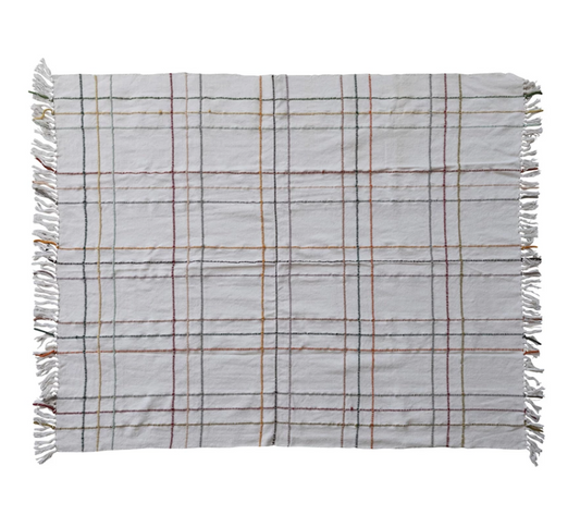 Multi-Color New Zealand Wool Throw w/ Fringe