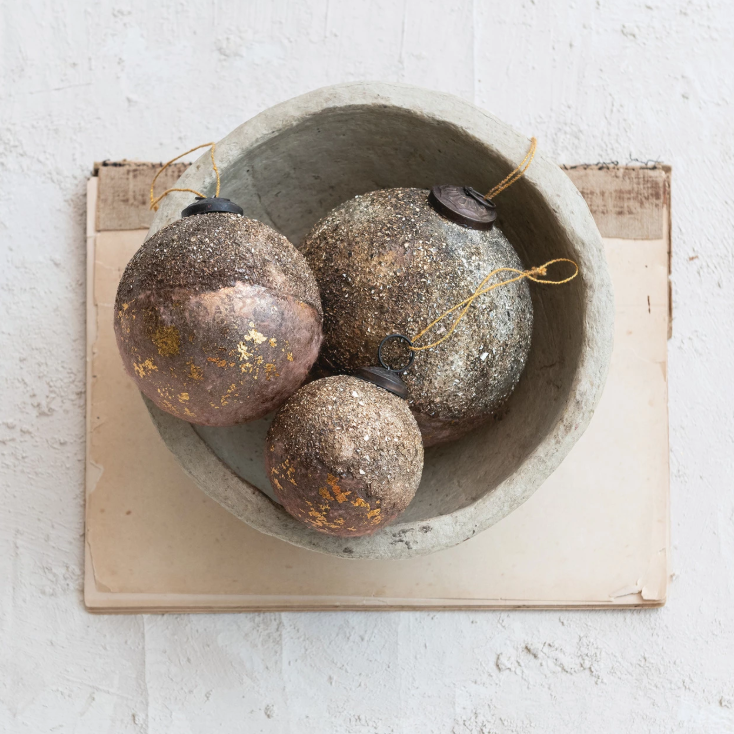 4" Textured Glass Ball Ornament