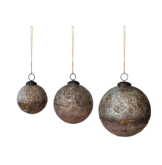 4" Textured Glass Ball Ornament