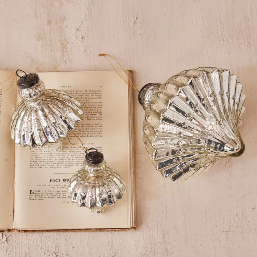 8" Antique Silver Mercury Glass Ornament