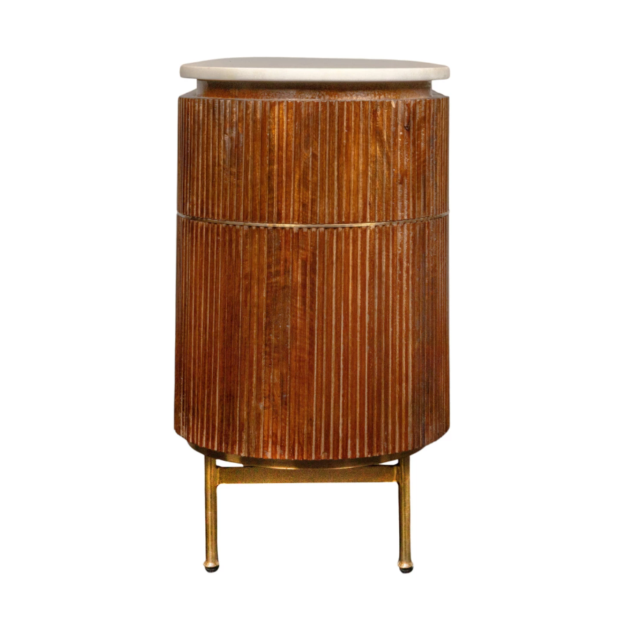 Mango Wood Console w/ Marble Top
