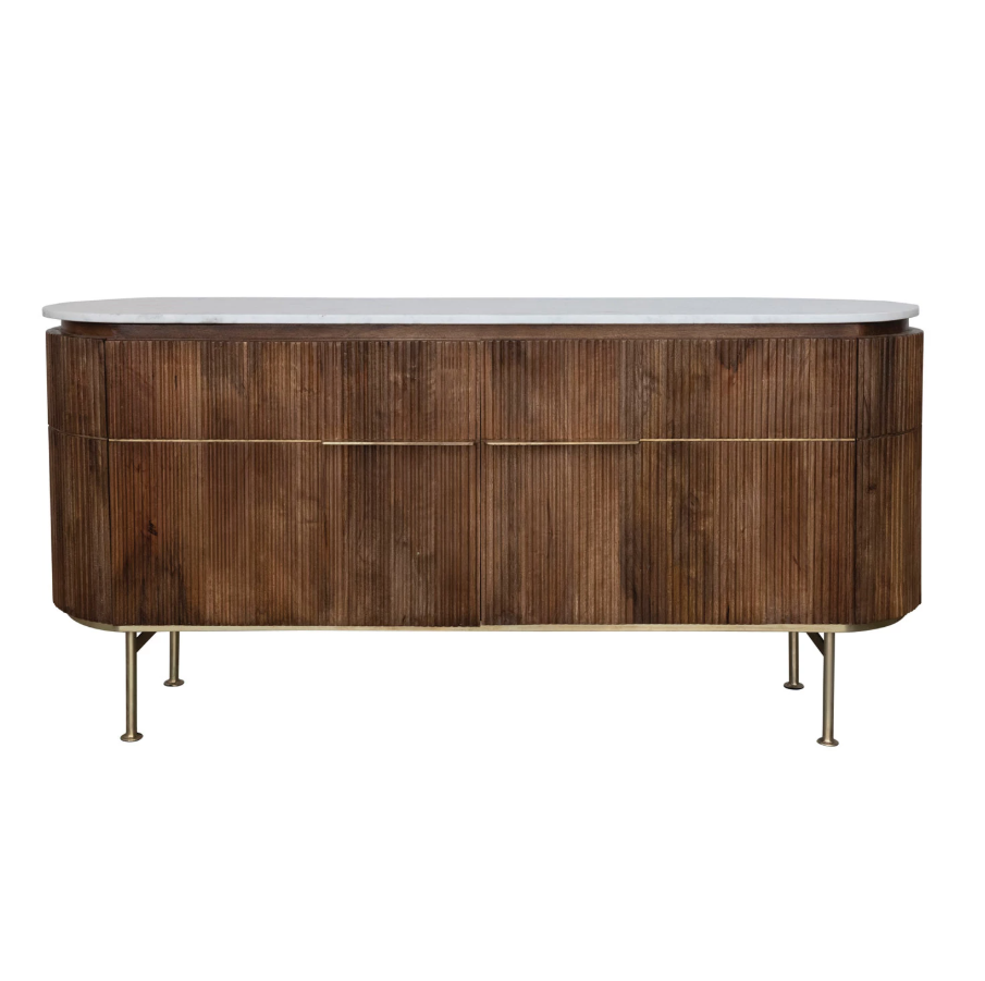 Mango Wood Console w/ Marble Top