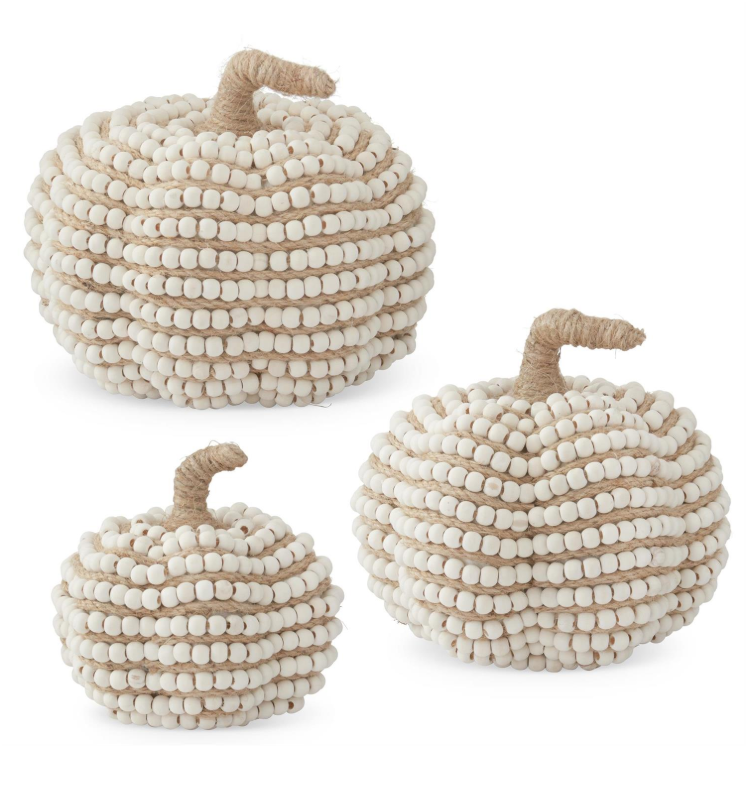 Cream Bead + Jute Pumpkin - SMALL