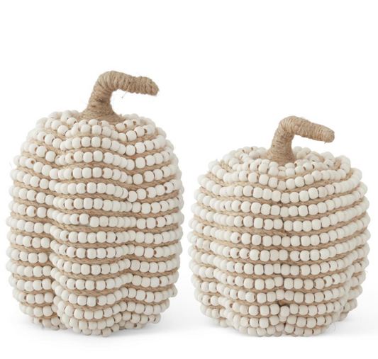 Cream Bead + Jute Pumpkin - TALL