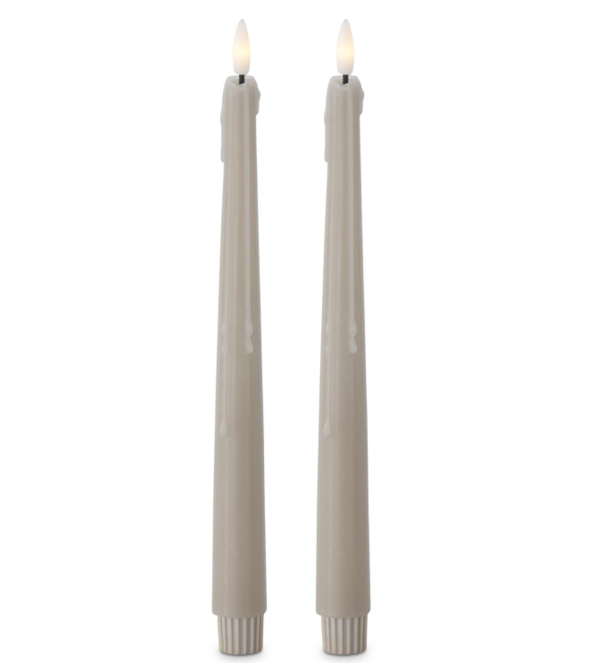 11.5" LED Drip Taper Set - Taupe