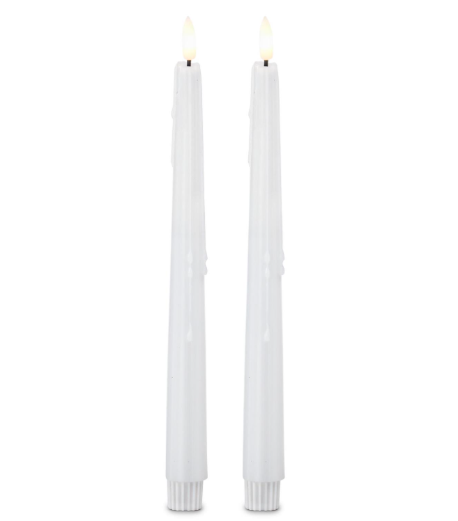 11.5" LED Drip Taper Set - White