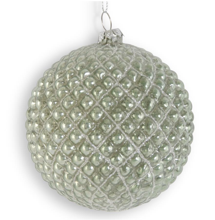 4" Sage Hobnail Mercury Glass Ornament