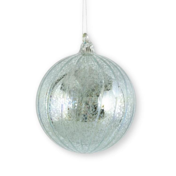 5" Blue Ribbed Mercury Glass Ornament