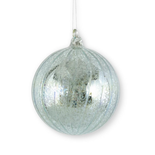 5" Blue Ribbed Mercury Glass Ornament