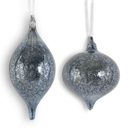 Dark Blue Mercury Glass Ornament - 2 Styles