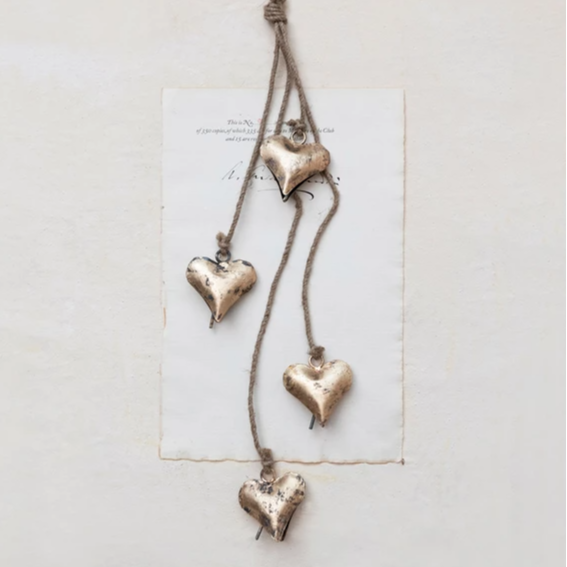 Antique Brass Metal Hearts