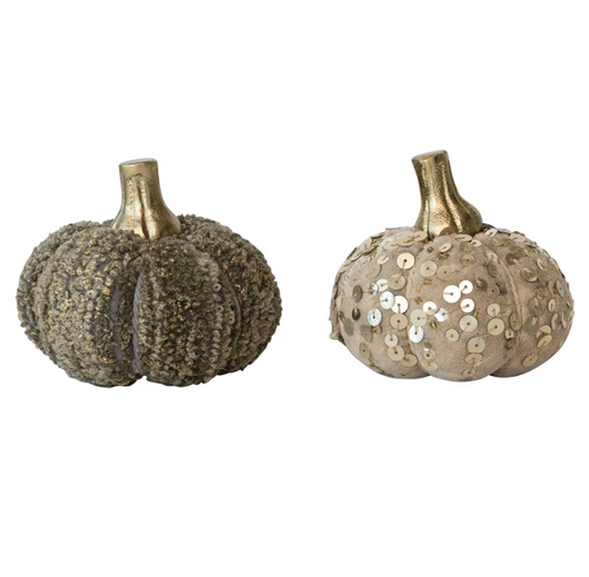 Handmade Velvet Pumpkin w/ Boucle
