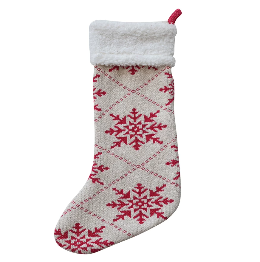 Knit + Sherpa Snowflake Stocking