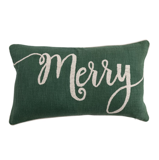 Green "Merry" Lumbar Pillow