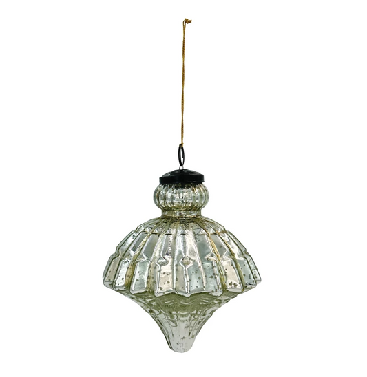 Antique Silver Mercury Glass Pleated Ornament