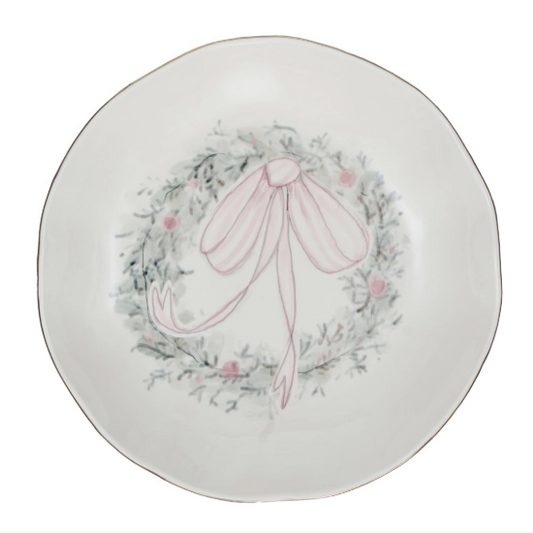 Vintage Style Stoneware Bowl w/ Wreath