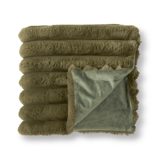 60" Green Vegan Fur Throw