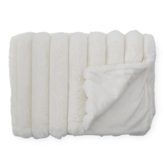 60" Cream Vegan Fur Throw