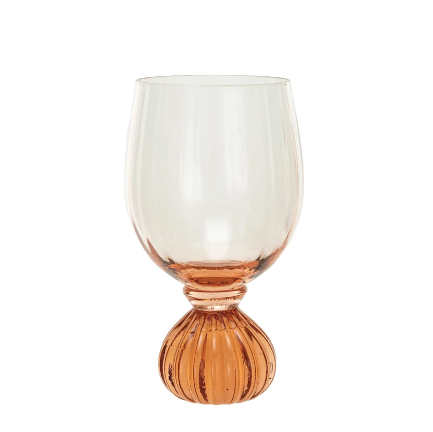 Pink Ribbed Footed Wine Glass