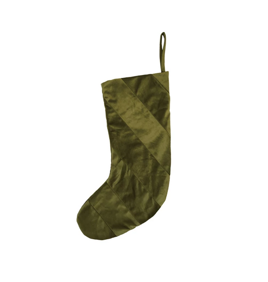 Green Velvet Striped Stocking