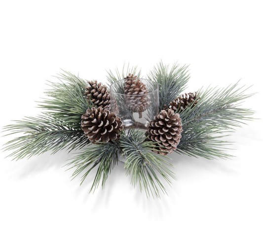 Pine Candle Ring w/ Hurricane