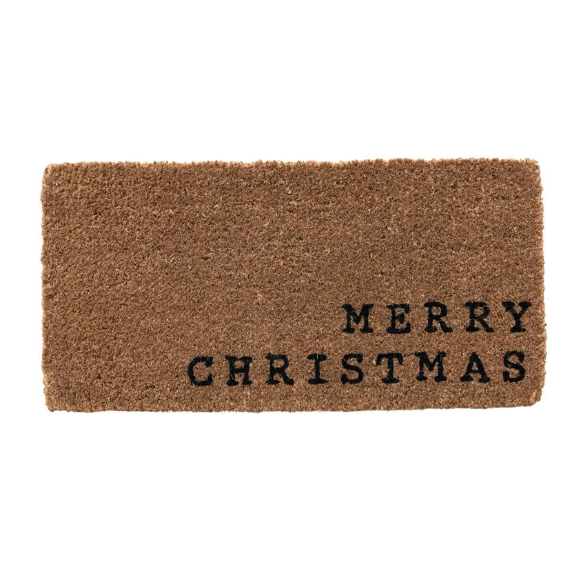 Merry Christmas Natural Coir Doormat