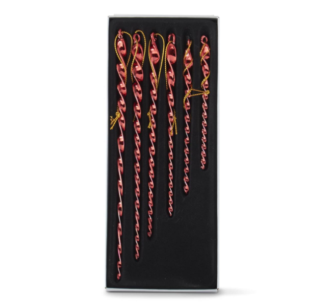 Red Glass Icicles - Set of 6