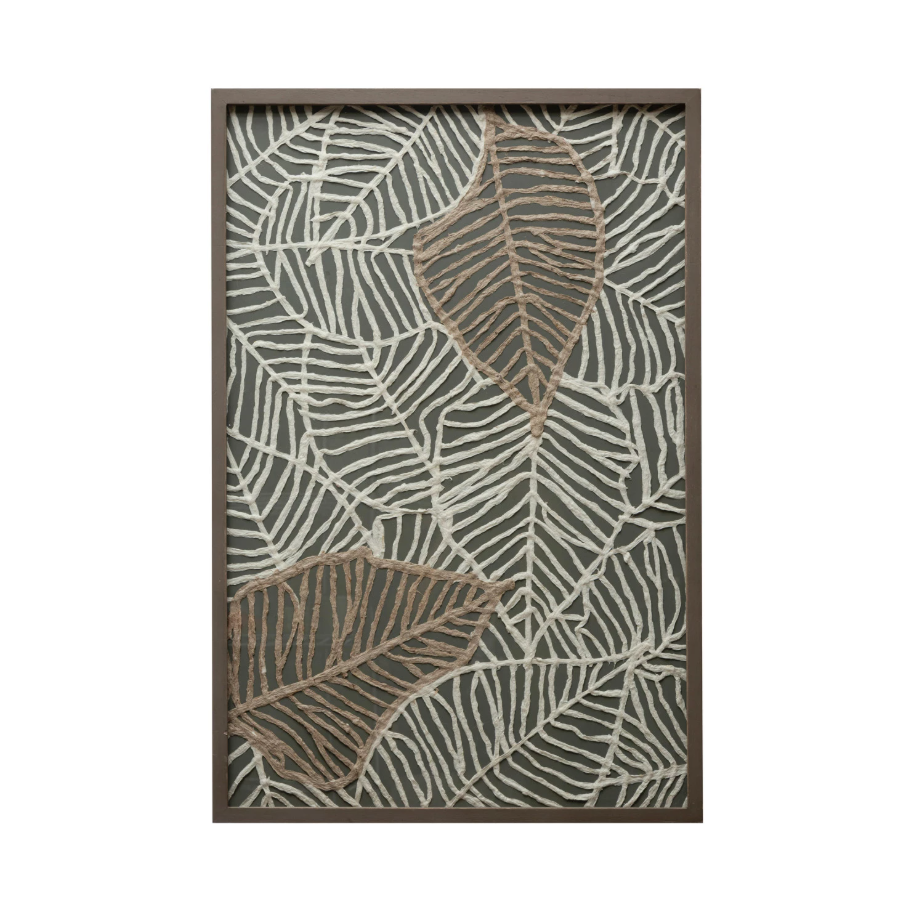 Wood Framed Handmade Textured Paper Leaves