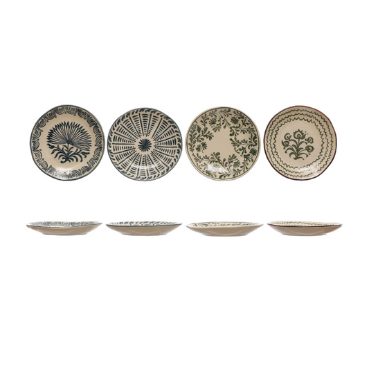 Hand-Painted Stoneware Floral Plate - 4 Styles