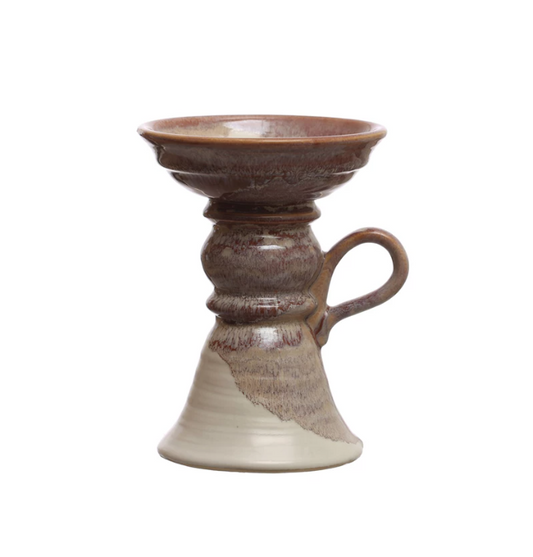 LG - Stoneware Pillar Holder w/ Handle