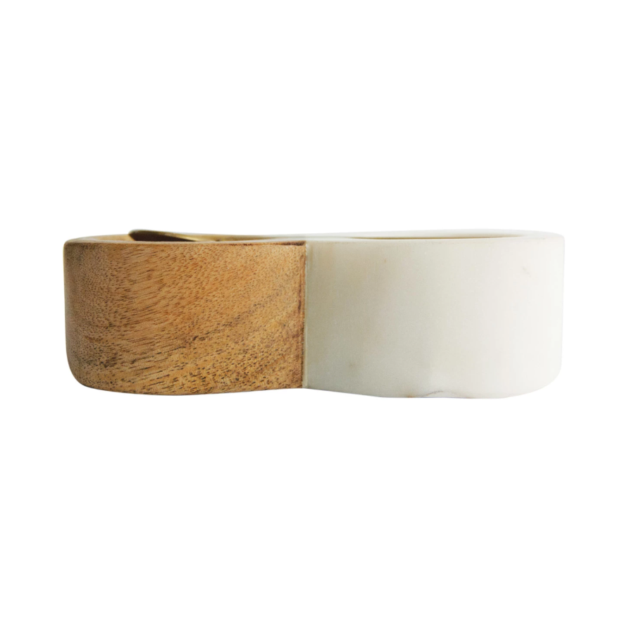 Wood + Marble Pinch Pots w/ Brass Spoon