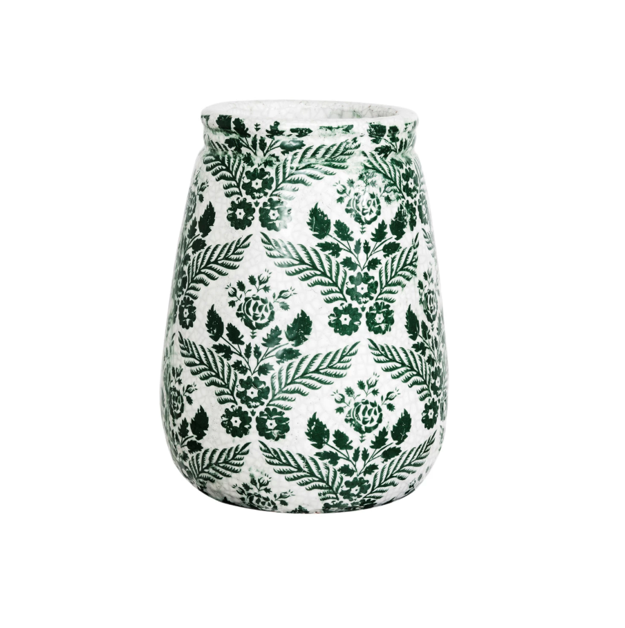 Terra-cotta Planter/Vase w/ Floral Pattern