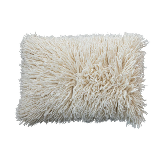 Woven New Zealand Wool Shag Lumbar Pillow