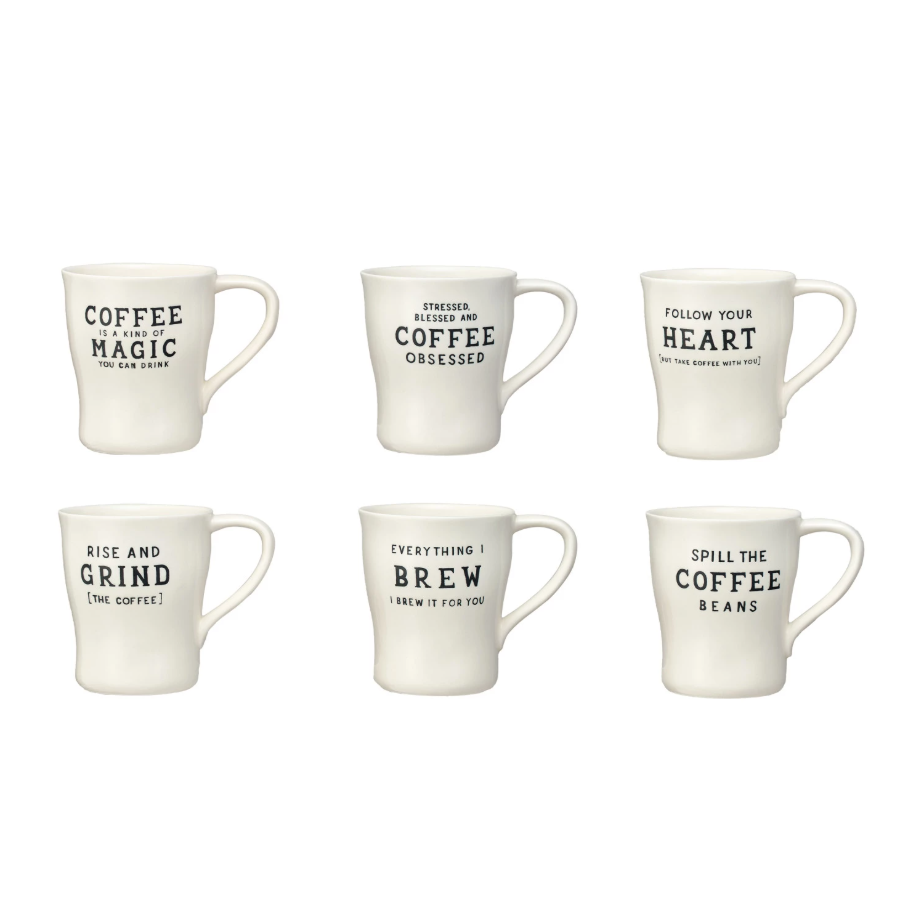 12oz Mug w/ Coffee Sayings - 6 Styles