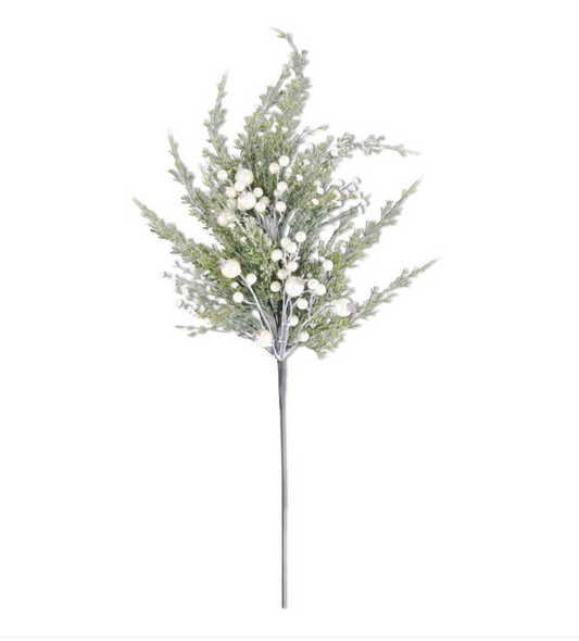 Snowy Cypress Pine Spray w/ Pearls