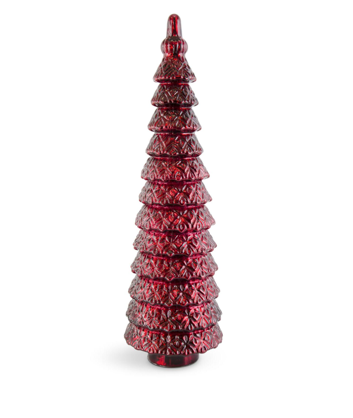 19" Red Glass Tree