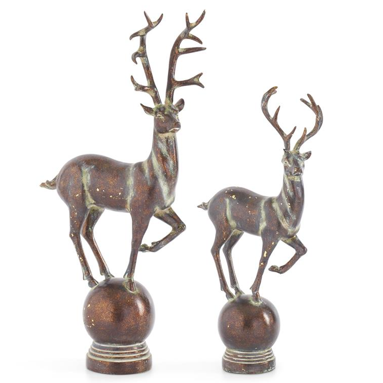 LG - Whitewashed Brown Resin Deer on Ball