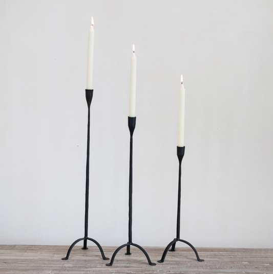 Hand-Forged Cast Iron Footed Taper Holder