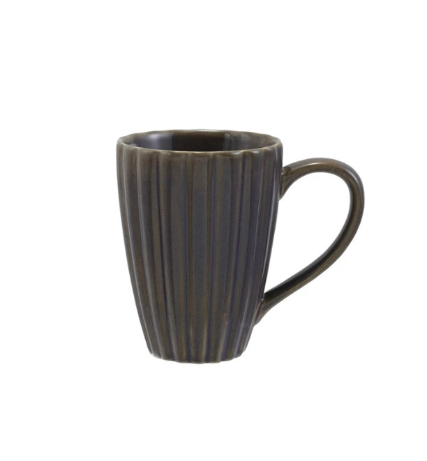 14oz Plum Stoneware Ribbed Mug