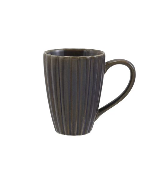 14oz Plum Stoneware Ribbed Mug