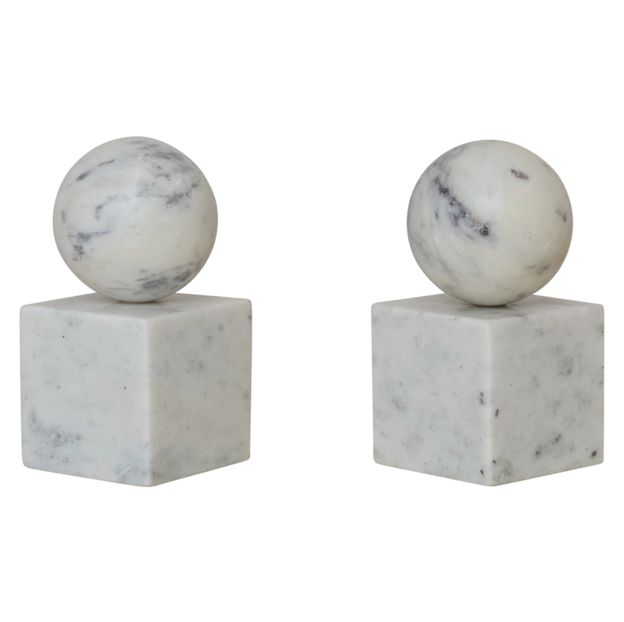 Marble Geometric Bookends - SET OF 2