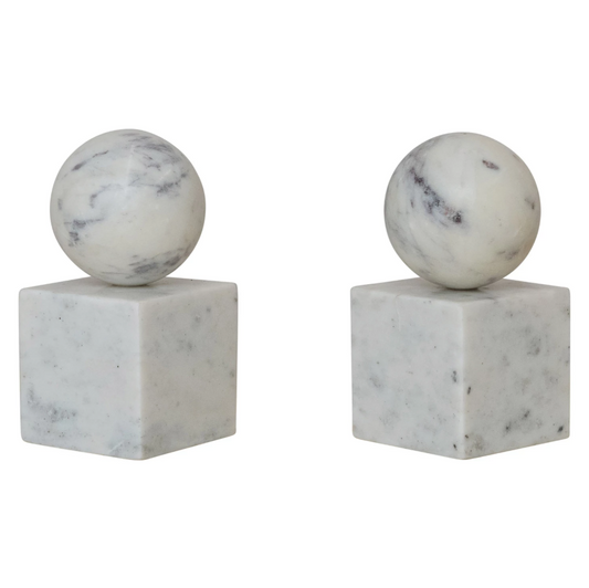 Marble Geometric Bookends - SET OF 2