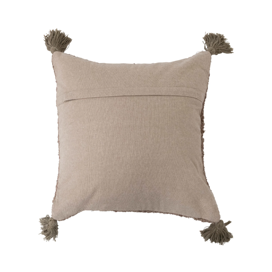 18" Woven Cotton Pillow w/ Tassels