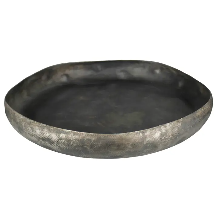 Hand-Hammered Antique Metal Tray - LG