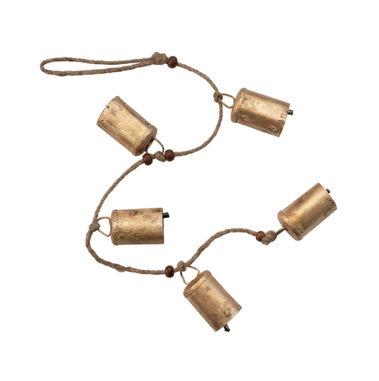 Hanging Metal Bells w/ Wood Beads