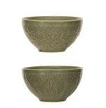 Debossed Stoneware Bowl - 2 Styles