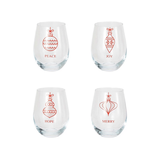 Stemless Christmas Wine Glass - 4 STYLES