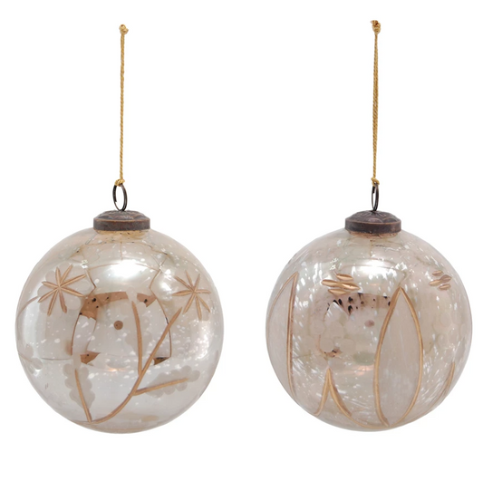 5" Smoke/Gold Mercury Glass Ornament